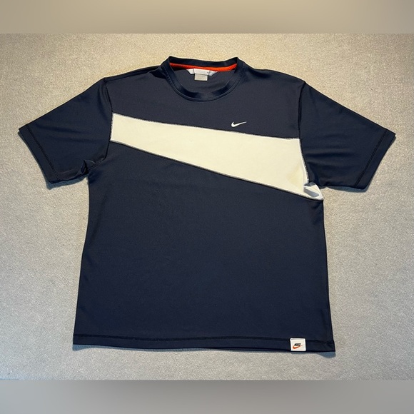 Vintage Nike Dri-FIT Shirt Men’s Large Blue White Pullover Athletic Tee - Picture 1 of 6